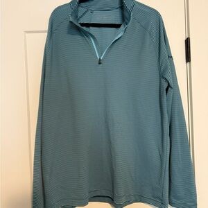Under Armour Navy and Light Blue Striped Quarter-Zip Pullover
